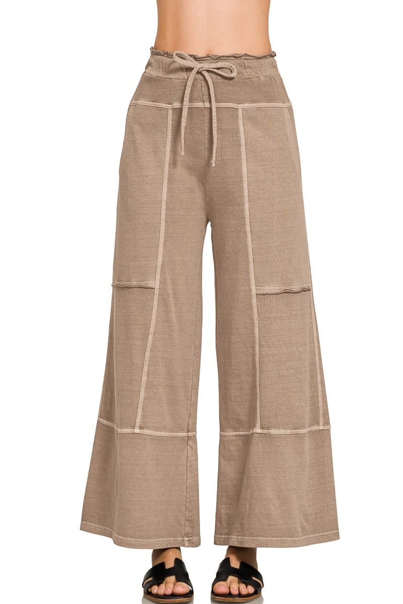 Zenana French Terry Washed Exposed Seam Wide Leg Pants – jfybrand