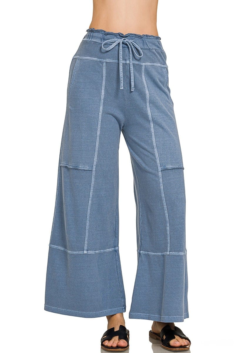 Zenana French Terry Washed Exposed Seam Wide Leg Pants – jfybrand