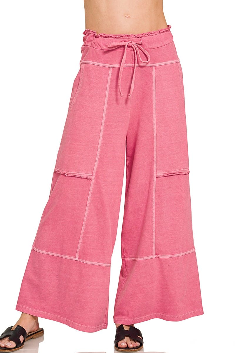 Zenana French Terry Washed Exposed Seam Wide Leg Pants – jfybrand