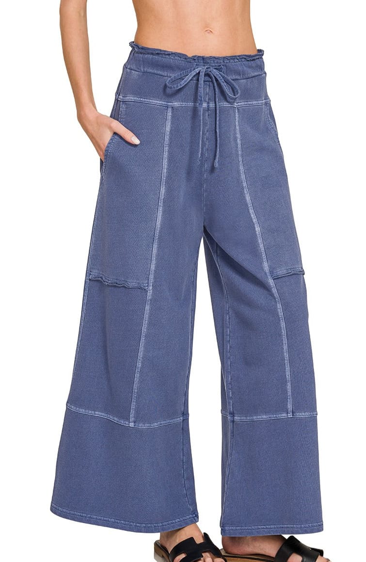 Zenana French Terry Washed Exposed Seam Wide Leg Pants – jfybrand