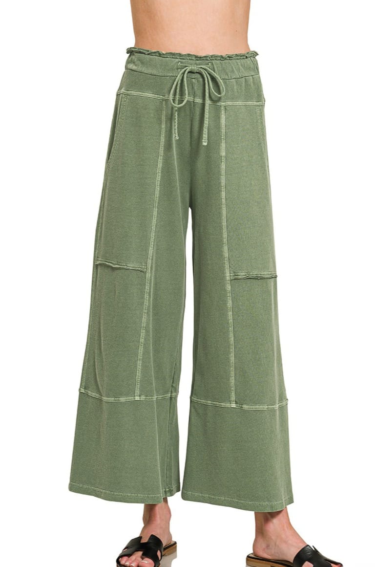 Zenana French Terry Washed Exposed Seam Wide Leg Pants – jfybrand