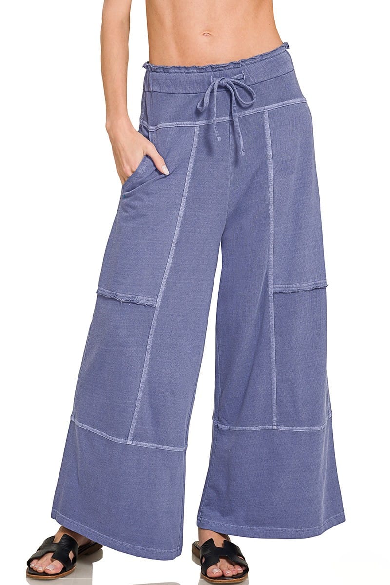 Zenana French Terry Washed Exposed Seam Wide Leg Pants – jfybrand