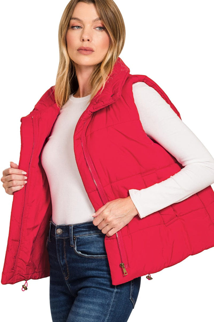 Zenana High Neck Zip Up Puffer Vest