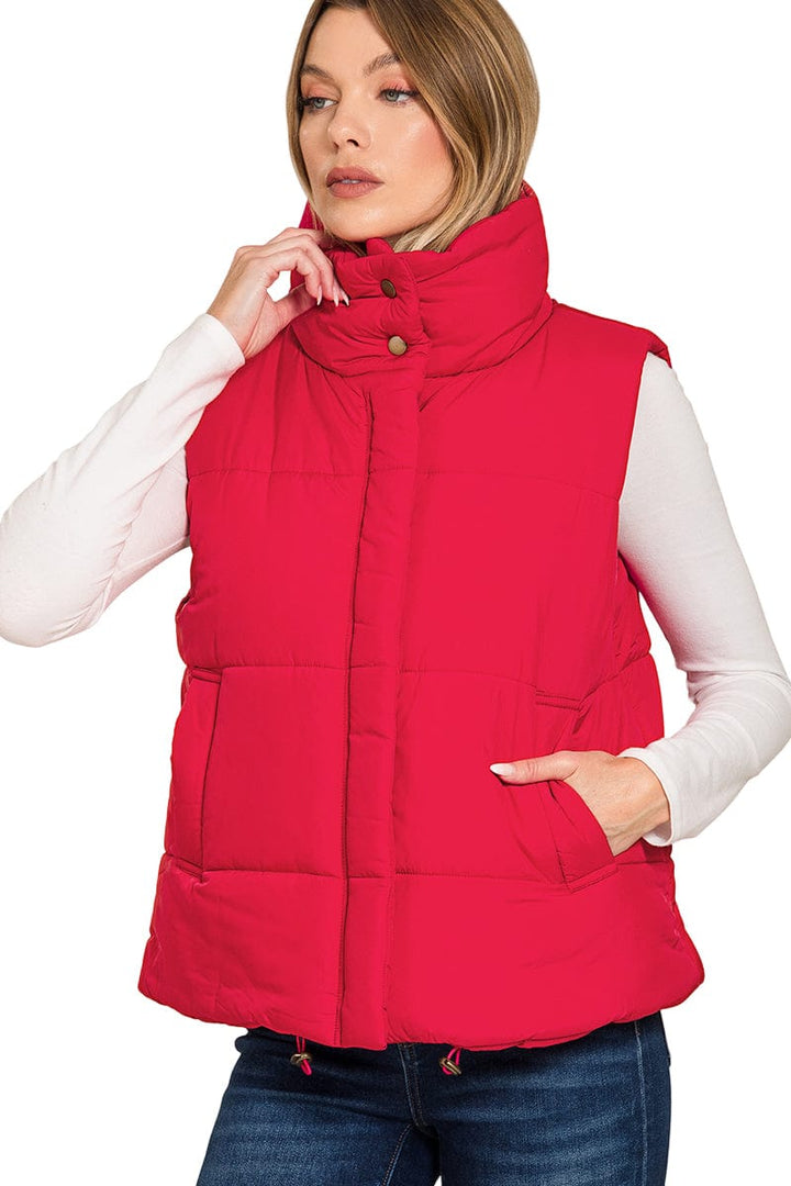 Zenana High Neck Zip Up Puffer Vest