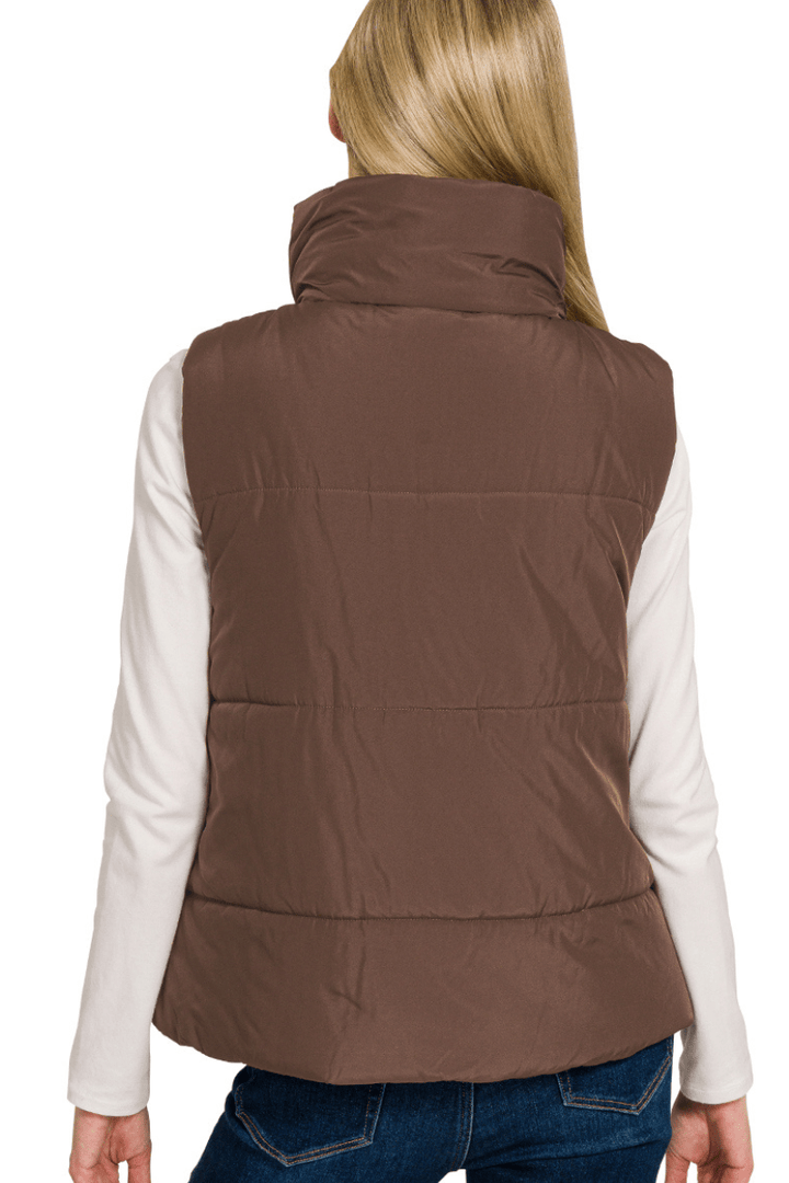 Zenana High Neck Zip Up Puffer Vest