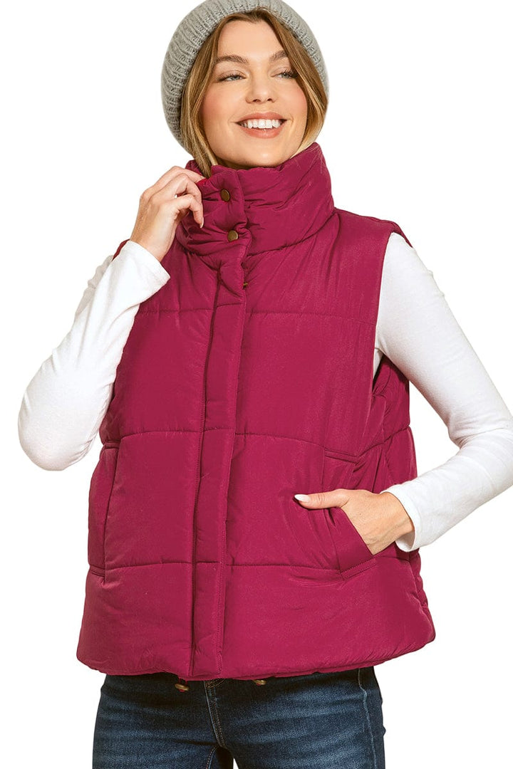 Zenana High Neck Zip Up Puffer Vest