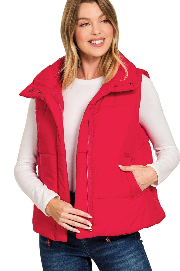Zenana High Neck Zip Up Puffer Vest