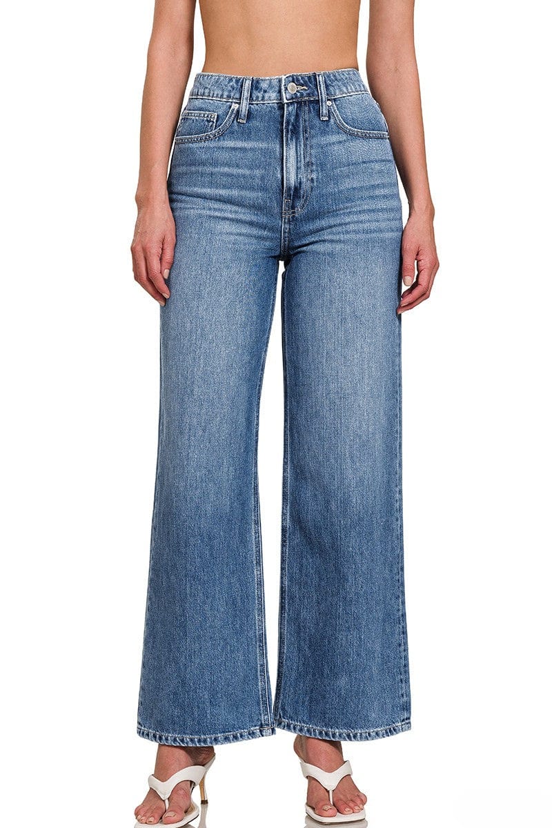 Zenana High Waist Wide Leg Classic Straight Leg Denim Jeans