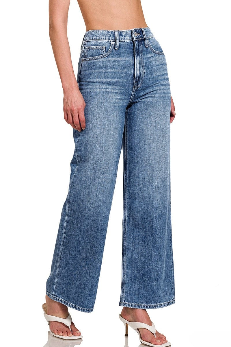 Zenana High Waist Wide Leg Classic Straight Leg Denim Jeans