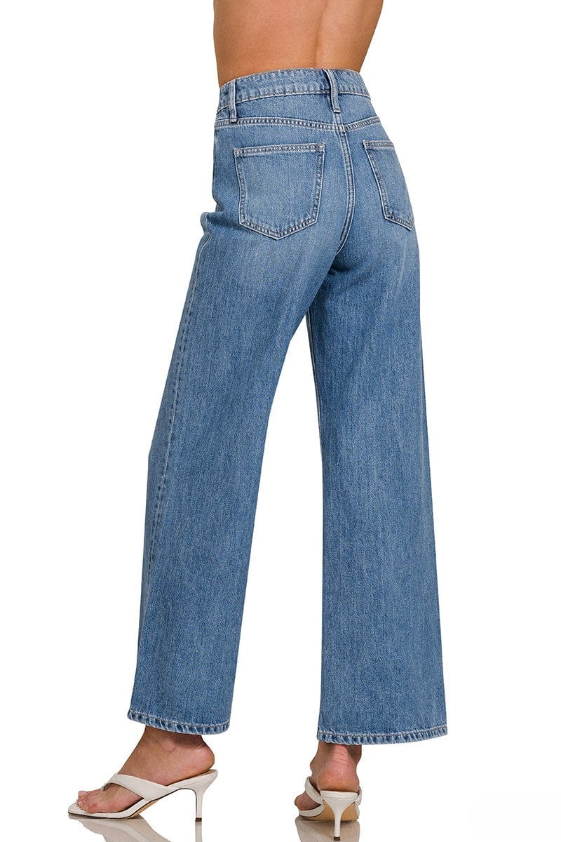 Zenana High Waist Wide Leg Classic Straight Leg Denim Jeans