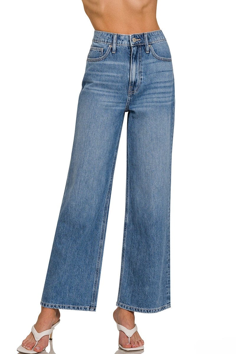 Zenana High Waist Wide Leg Classic Straight Leg Denim Jeans