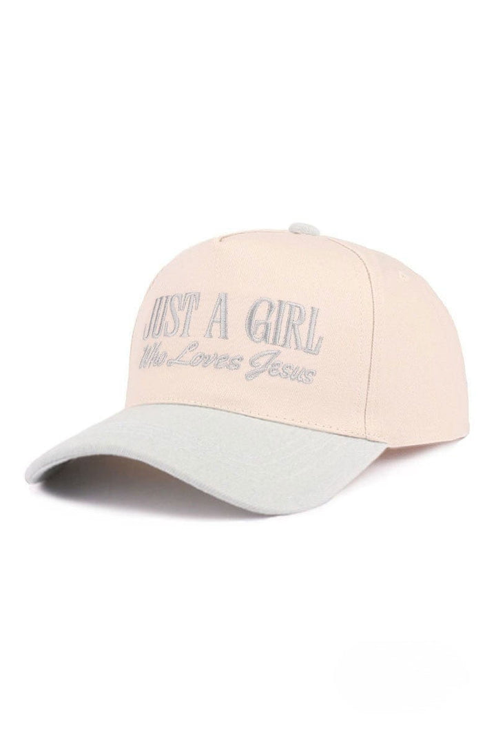 Zenana Just A Girl Who Loves Jesus Two Tone Canvas Baseball Cap
