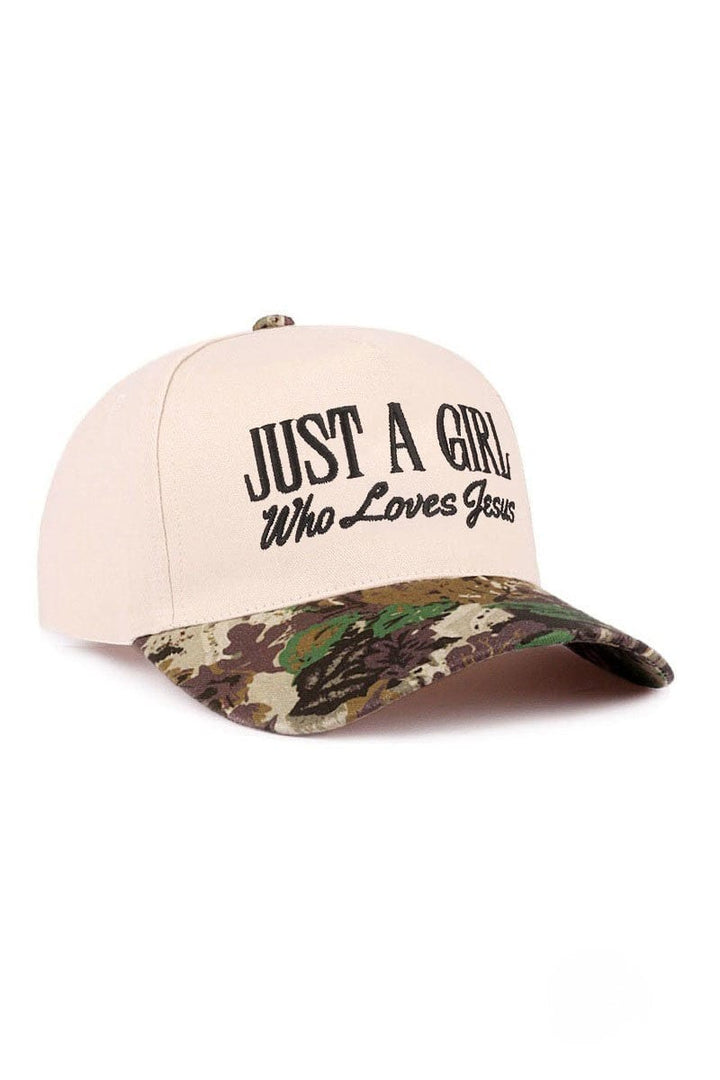 Zenana Just A Girl Who Loves Jesus Two Tone Canvas Baseball Cap