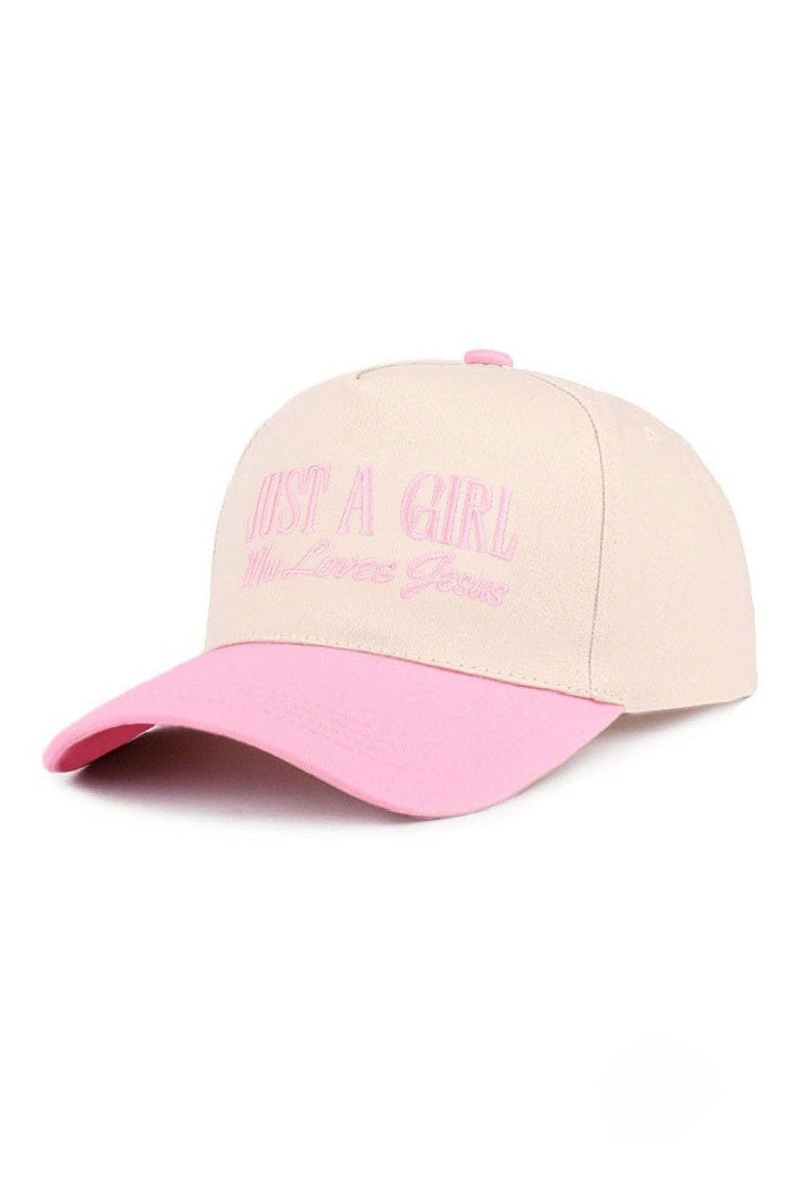 Zenana Just A Girl Who Loves Jesus Two Tone Canvas Baseball Cap