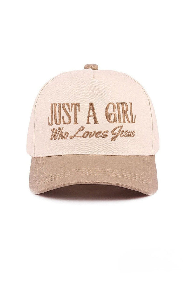 Zenana Just A Girl Who Loves Jesus Two Tone Canvas Baseball Cap