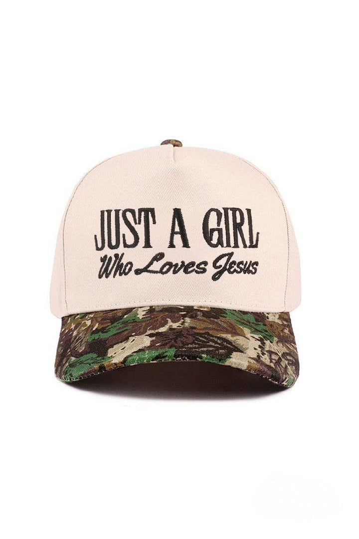 Zenana Just A Girl Who Loves Jesus Two Tone Canvas Baseball Cap