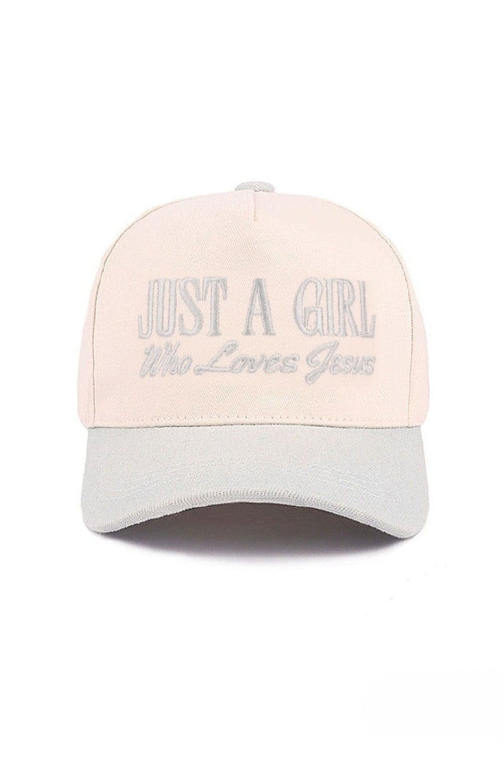 Zenana Just A Girl Who Loves Jesus Two Tone Canvas Baseball Cap