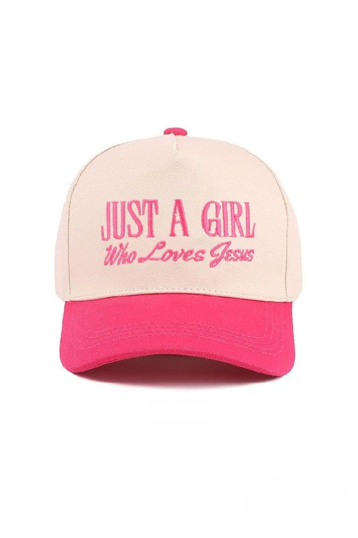 Zenana Just A Girl Who Loves Jesus Two Tone Canvas Baseball Cap