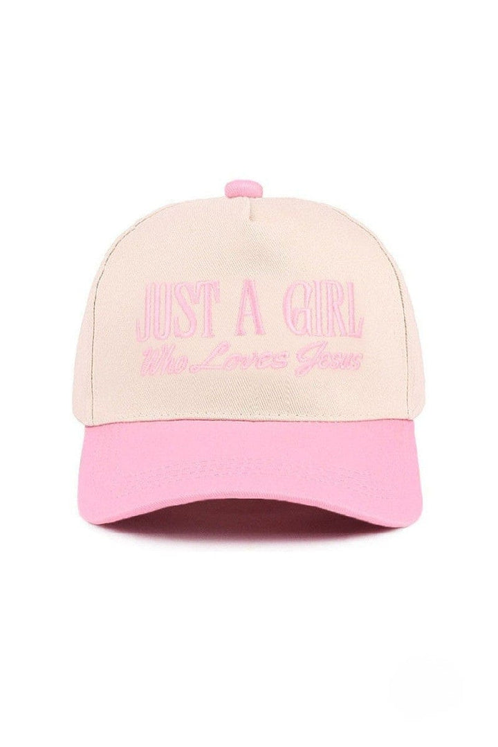 Zenana Just A Girl Who Loves Jesus Two Tone Canvas Baseball Cap