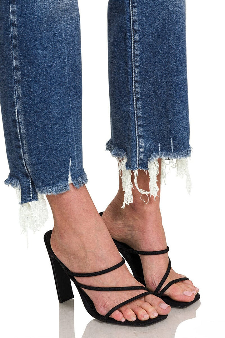 Zenana Kick Crop Flare Denim Pants