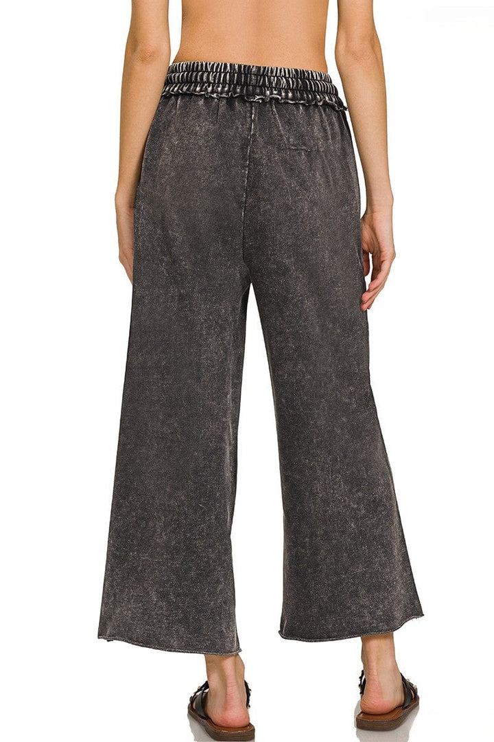 Zenana Lightweight Washed French Terry Palazzo Sweatpants