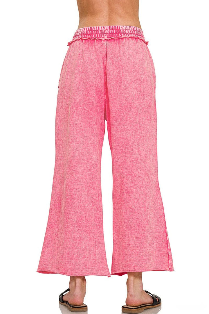 Zenana Lightweight Washed French Terry Palazzo Sweatpants