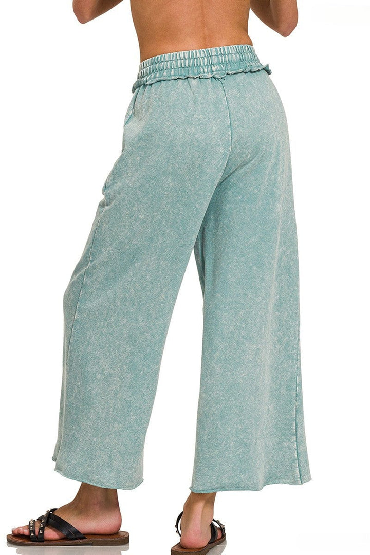 Zenana Lightweight Washed French Terry Palazzo Sweatpants