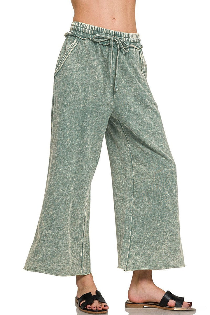 Zenana Lightweight Washed French Terry Palazzo Sweatpants