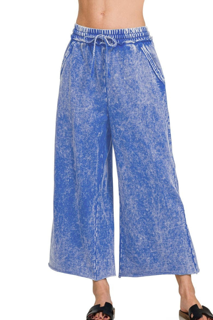 Zenana Lightweight Washed French Terry Palazzo Sweatpants