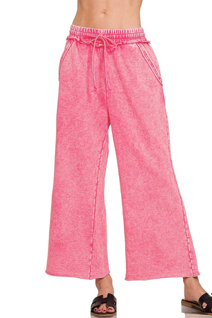 Zenana Lightweight Washed French Terry Palazzo Sweatpants