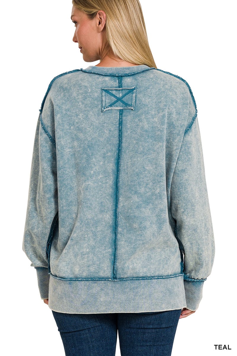 Zenana Long Sleeve Pullover Sweatshirt Top