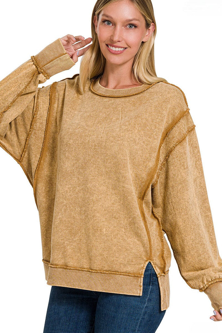 Zenana Long Sleeve Pullover Sweatshirt Top