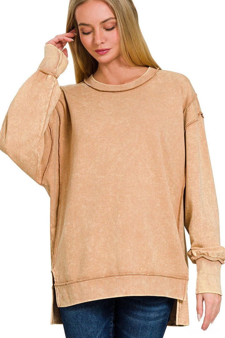 Zenana Long Sleeve Pullover Sweatshirt Top