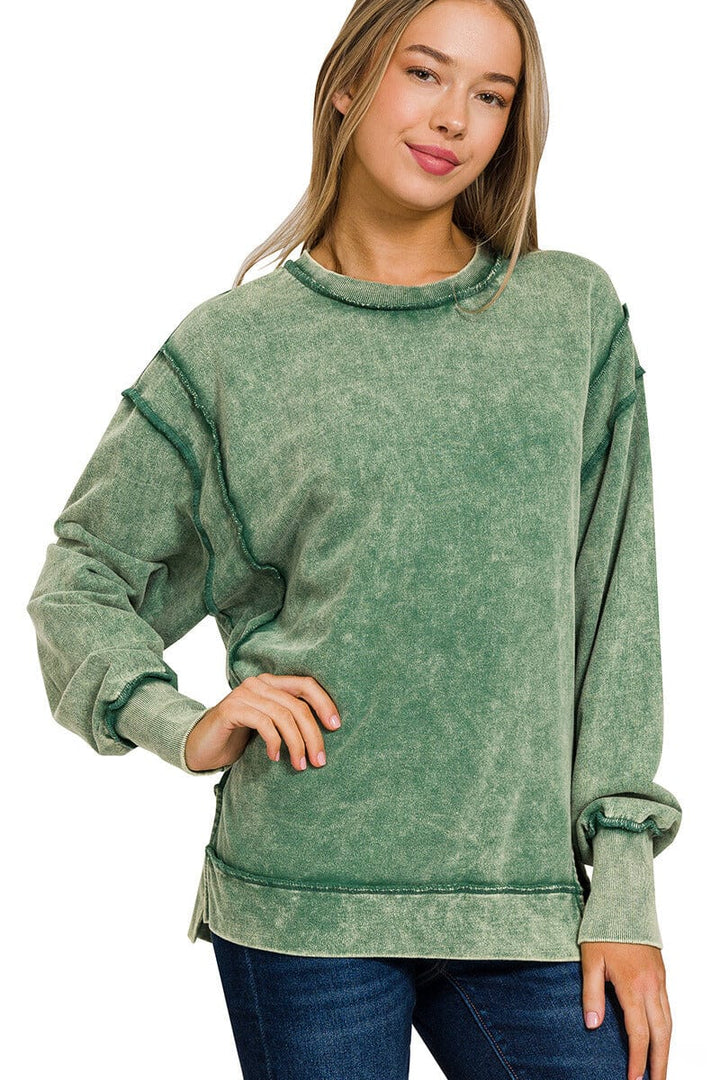 Zenana Long Sleeve Pullover Sweatshirt Top