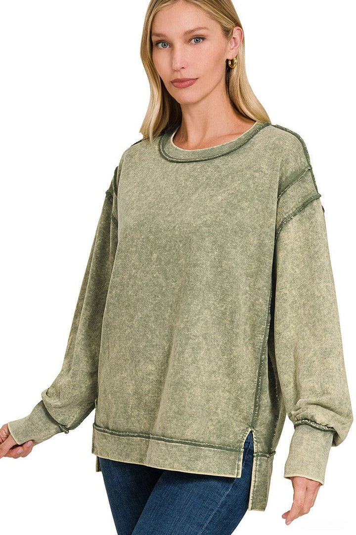 Zenana Long Sleeve Pullover Sweatshirt Top