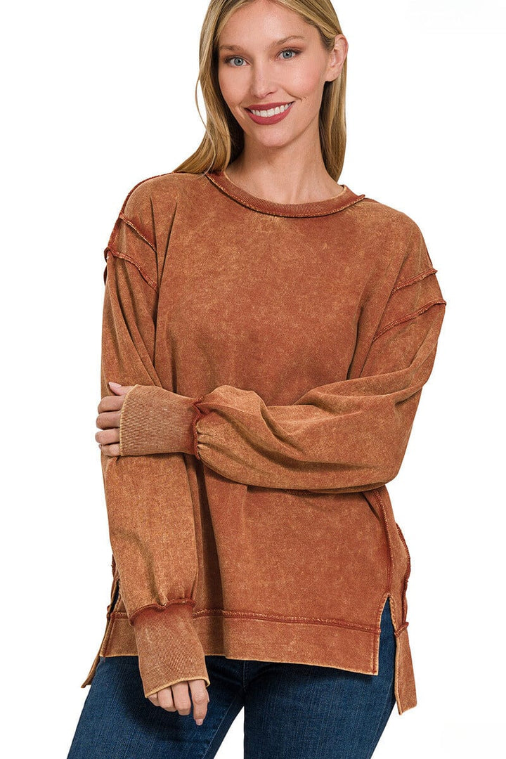 Zenana Long Sleeve Pullover Sweatshirt Top