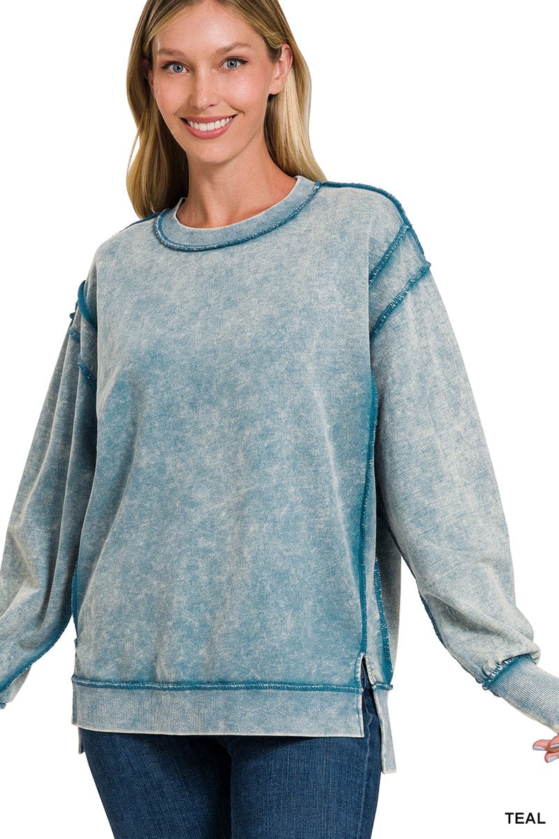 Zenana Long Sleeve Pullover Sweatshirt Top