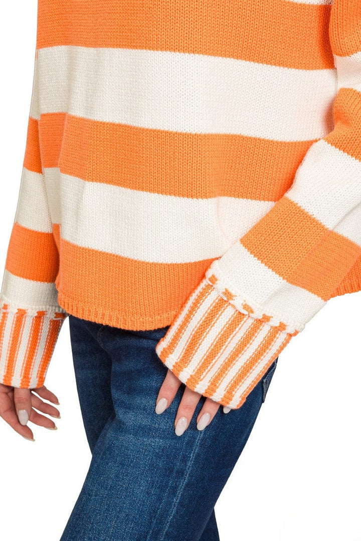 Zenana Multi Size Stripe Wide Neck Sweater with Outseam Sleeve Details