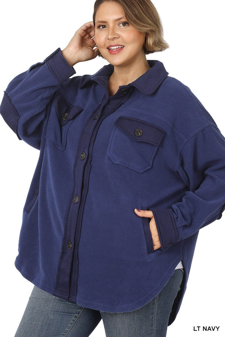 Zenana Oversized Basic Fleece Shacket