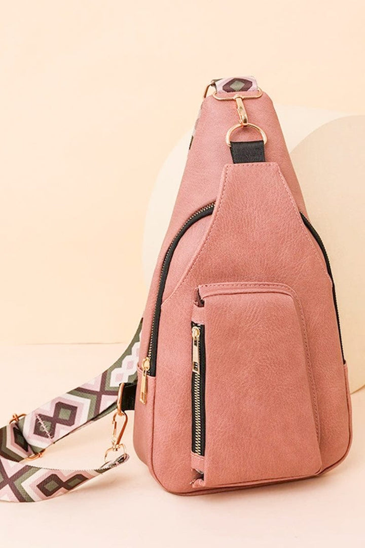 Zenana Patterned Guitar Strap Tasha Crossbody Vegan Leather Sling Bag