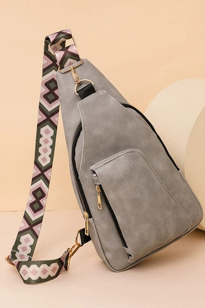 Zenana Patterned Guitar Strap Tasha Crossbody Vegan Leather Sling Bag