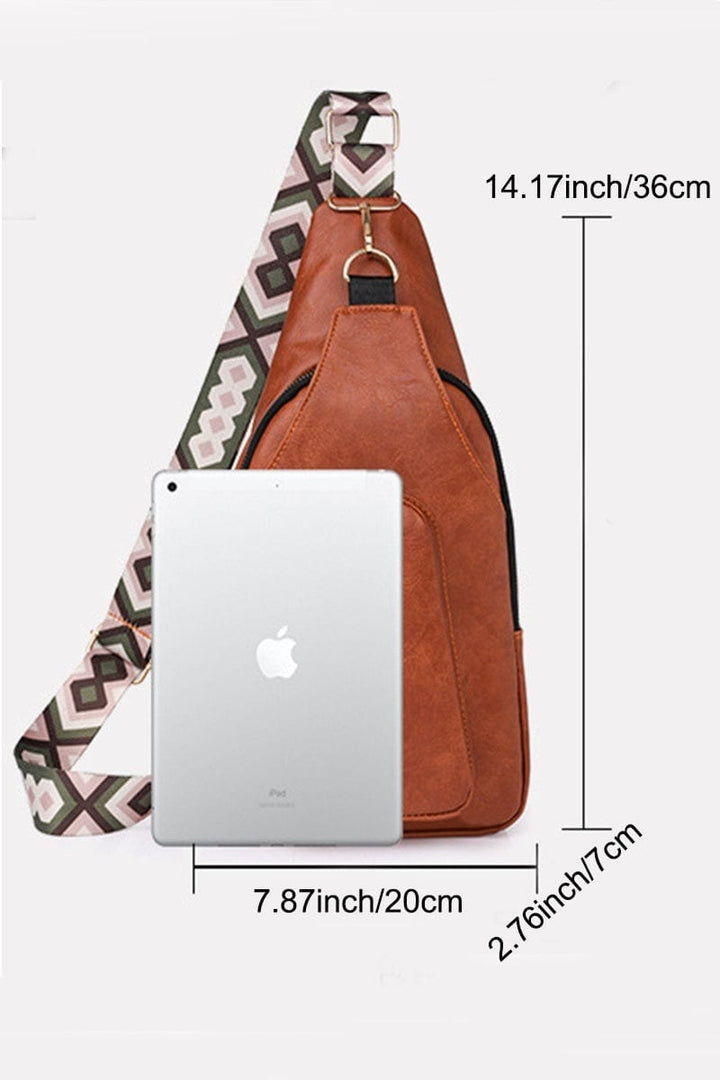 Zenana Patterned Guitar Strap Tasha Crossbody Vegan Leather Sling Bag