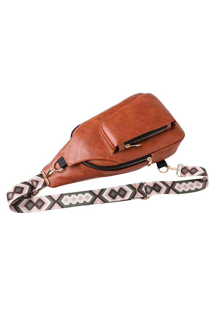 Zenana Patterned Guitar Strap Tasha Crossbody Vegan Leather Sling Bag