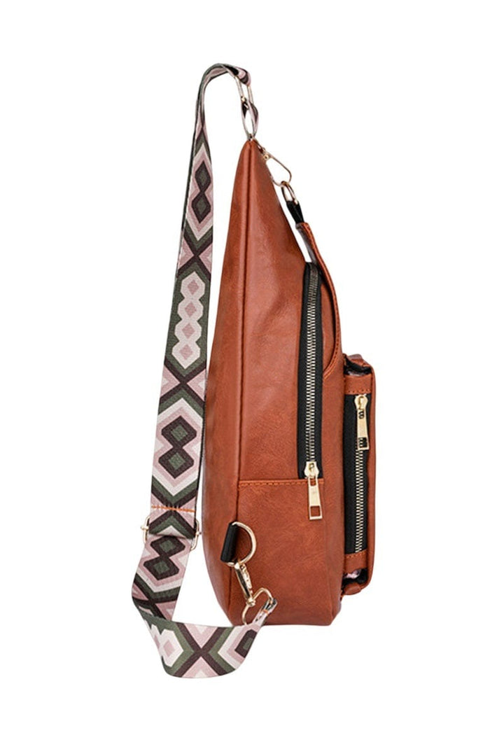 Zenana Patterned Guitar Strap Tasha Crossbody Vegan Leather Sling Bag