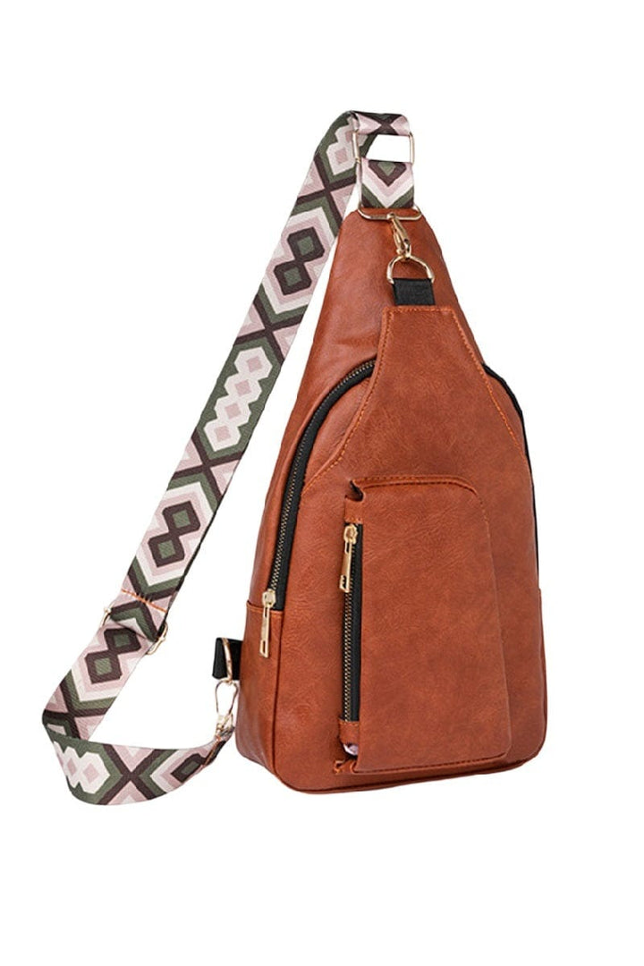 Zenana Patterned Guitar Strap Tasha Crossbody Vegan Leather Sling Bag