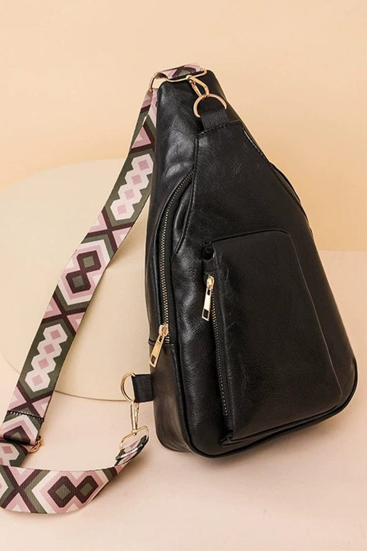 Zenana Patterned Guitar Strap Tasha Crossbody Vegan Leather Sling Bag