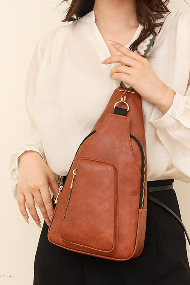 Zenana Patterned Guitar Strap Tasha Crossbody Vegan Leather Sling Bag