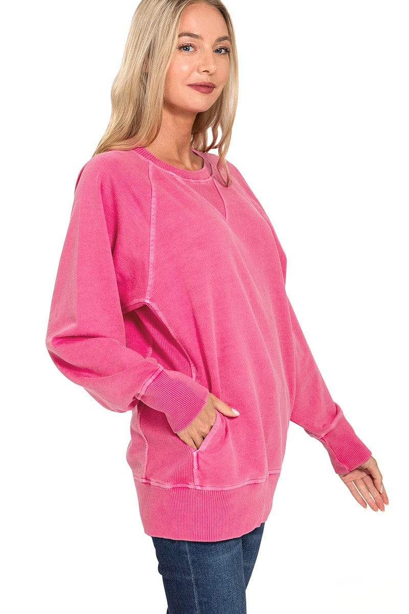 Zenana Pigment Dyed French Terry Pullover with Pockets – jfybrand