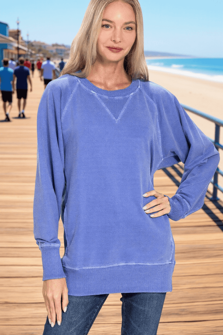 Zenana Pigment Dyed French Terry Pullover with Pockets – jfybrand