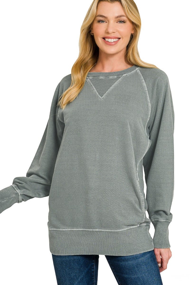 Zenana Pigment Dyed French Terry Pullover with Pockets – jfybrand
